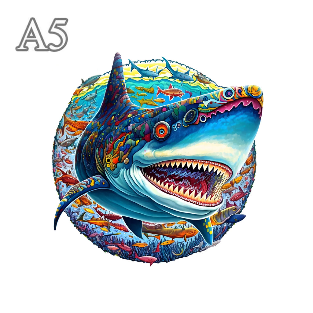 Shark Pattern Wooden Puzzle, Irregular Animal Shapes, Stress Relief Toys, Holiday Birthday Gift