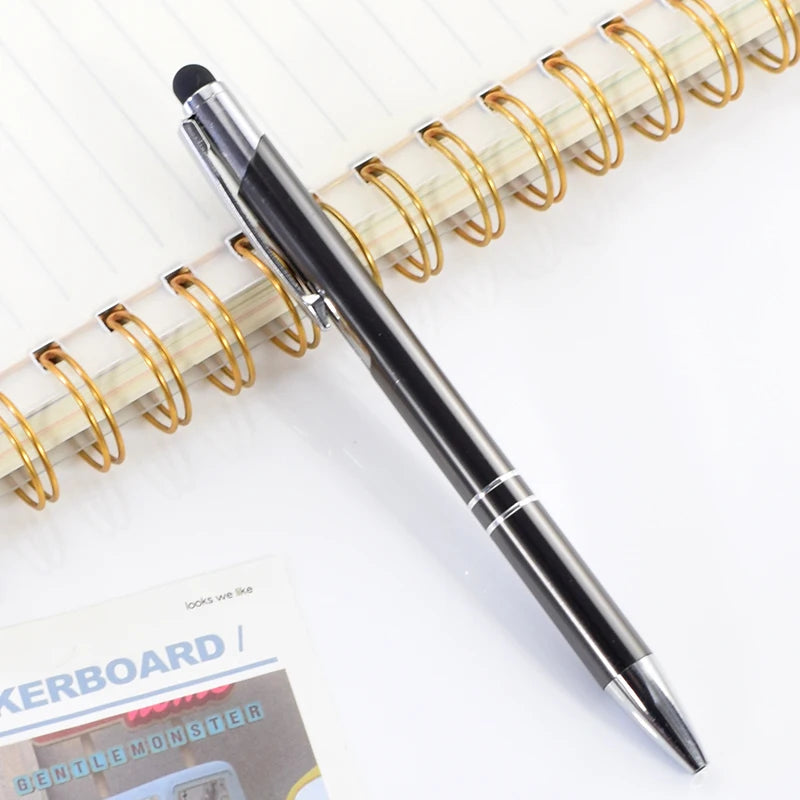 5Pcs Customized Logo Metal Ballpoint Pen Personalized Engraving Name Student Teacher Gift TouchScreen Stationery Office Supplies