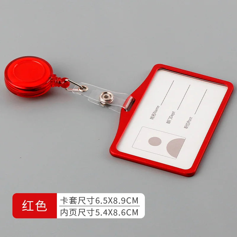 Metal Work Card Holder with Retractable Chest Pocket Clip Lanyard Badge Holder Reels ID Tag Name Badge Pass Card Sleeve Case