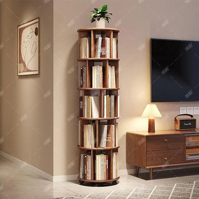 Rotating Bookshelf 360 Multi-layer Storage Bookcase Student Shelf Floor-to-ceiling Integrated Mobile Home Children's Corner Cabi