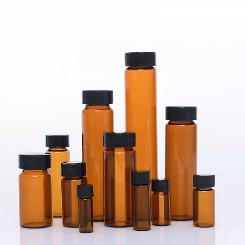 2ml To 60ml Amber Lab Glass Sample Bottles Brown Screw-mouth Essential Oil Bottle Lab Vial Chemistry Glassware