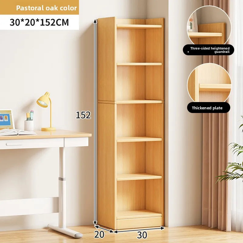 Narrow Bookshelf Modern Simple Small Floor-to-wall Multi-layer Storage Rack Corner Cabinet Narrow Locker