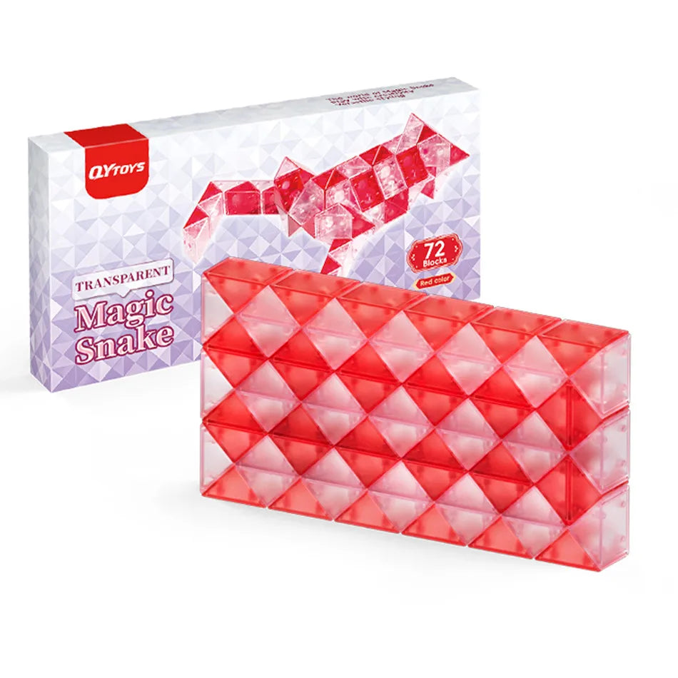 QiYi Magic Ruler Crystal Clear Glass Color 24/36/48/60/72 Segments cubo magico Snake Twist Cube Educational Toy For Kids Gift
