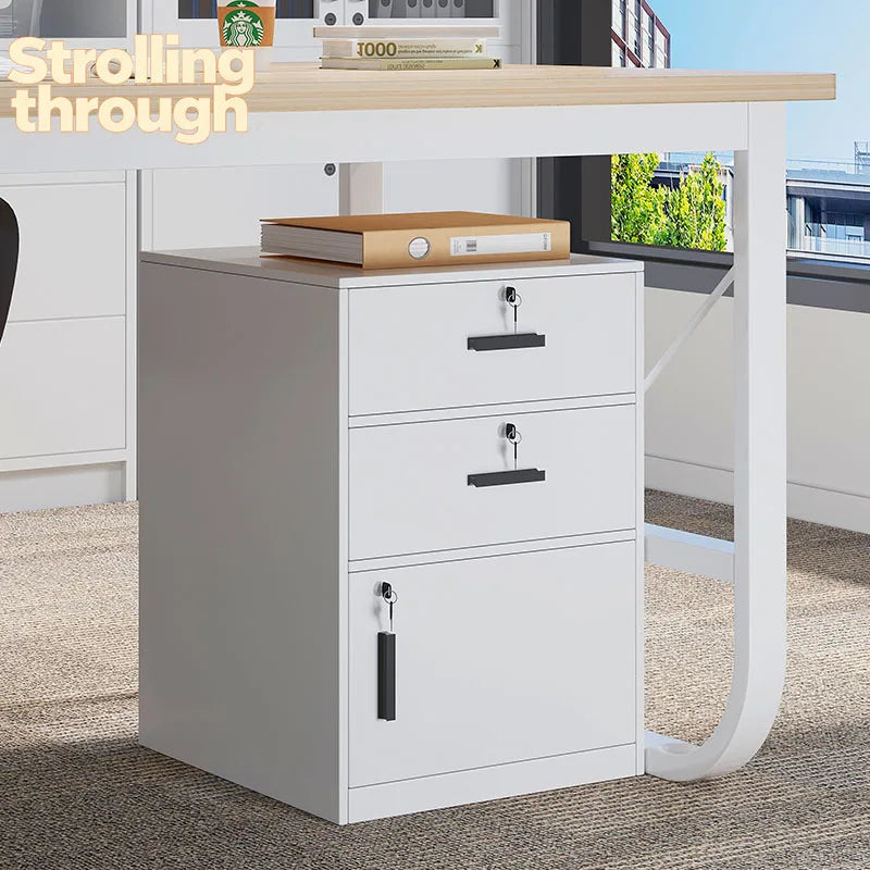File cabinet with lock Office wooden mobile storage cabinet Drawer cabinet with wheel