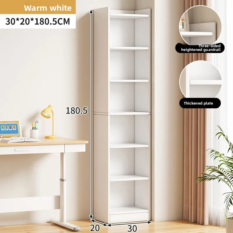 Narrow Bookshelf Modern Simple Small Floor-to-wall Multi-layer Storage Rack Corner Cabinet Narrow Locker
