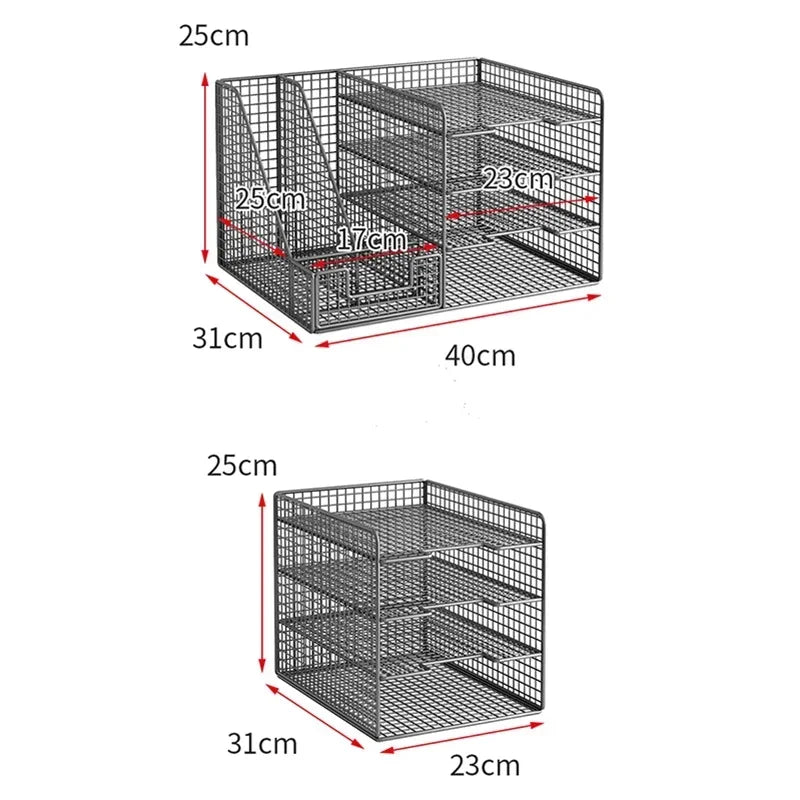 Desktop Filing Cabinets Office Supplies Multi-layer Large-capacity File Frame Storage Box Metal Bookshelf Desk Storage A4 Rack Z