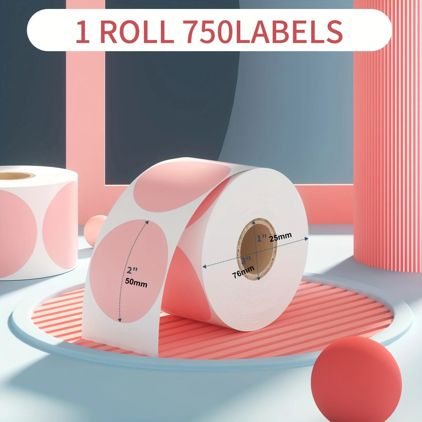 Thermal Sticker Labels, 5.08cm Thermal Stickers, Color Multi-Purpose Round Direct Thermal Labels for Name Tag, Small Business