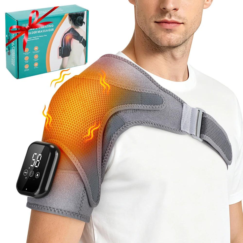 Ruza Online Cordless Heating Shoulder Massager Belt – Electric 3-Mode Vibration Shoulder Brace, Heated Shoulder Support Wrap, Arm Muscle Relaxation Therapy, Pain Relief & Recovery Support