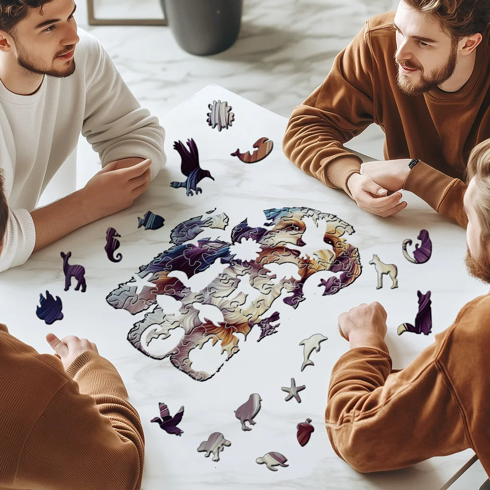 Adult advanced plywood puzzle, unique irregular animal shaped particles, suitable for home games and home decoration - ideal gif