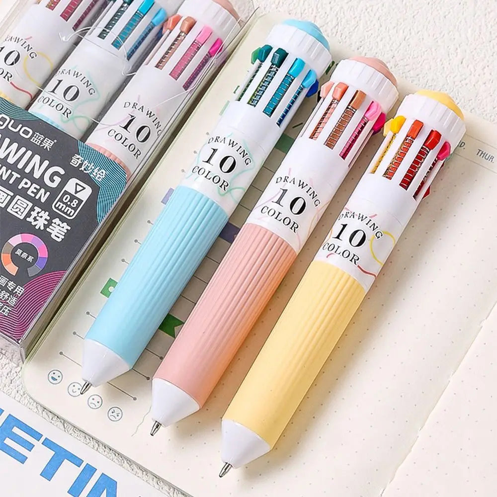 3Pcs/Set Creative Mechanical Ballpoint Pen 10 in 1 Multicolored Multicolor Retractable Pen Writing Smooth 28 Colors