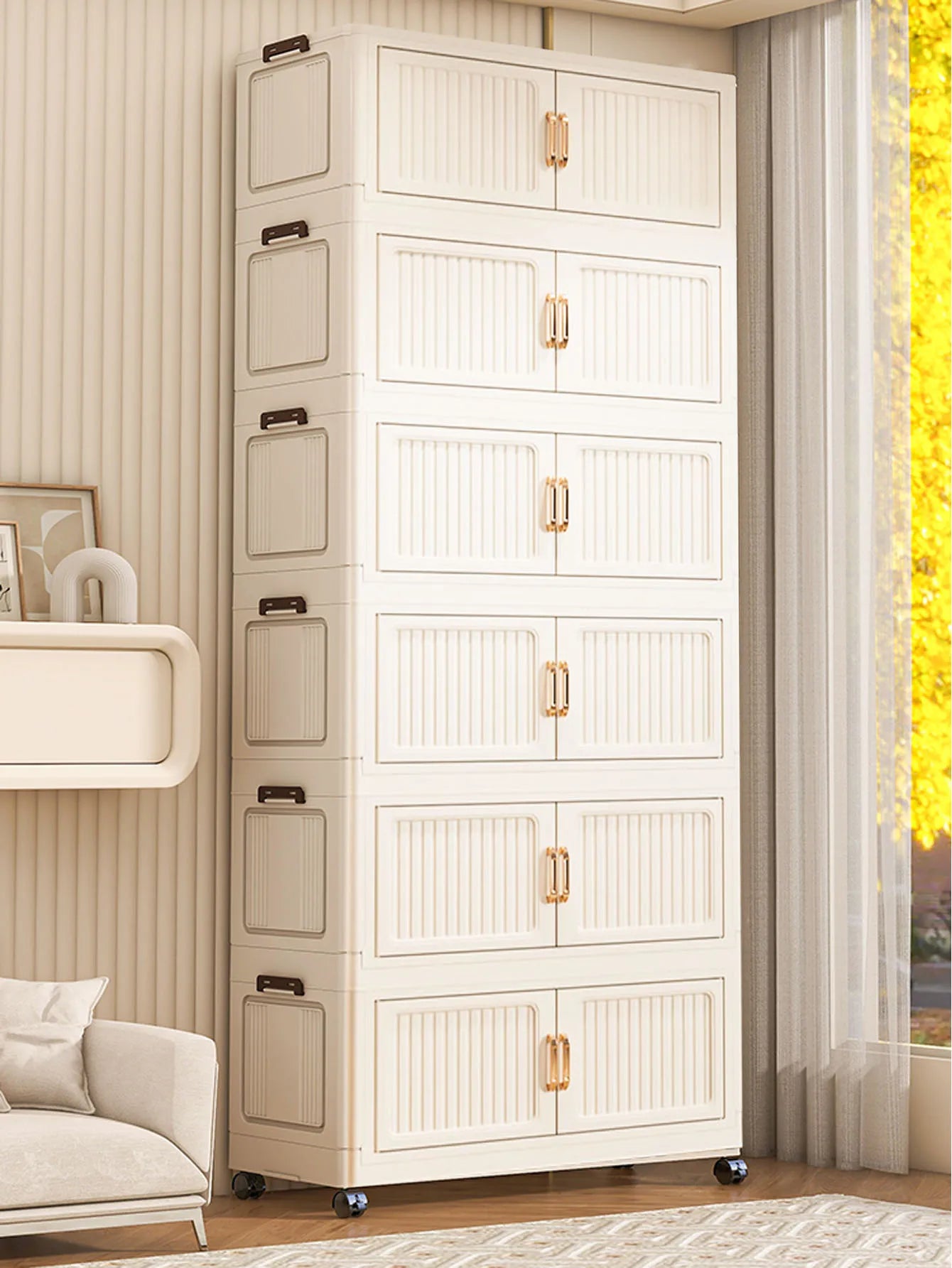 Thickened MultiFunctional Storage Cabinet with Double Doors for Home Living Room Multiple Layers Room Organizer for Miscellaneou