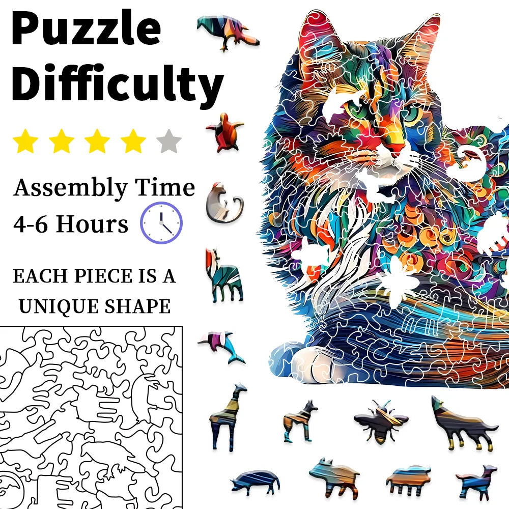 Adult advanced plywood puzzle, unique irregular animal shaped particles, suitable for home games and home decoration - ideal gif