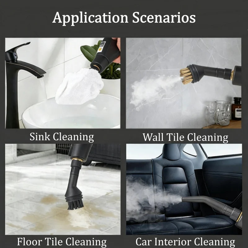 Small and Portable High Temp Pressurized Steam Cleaner 110VUS Plug With Brush Heads Kitchen Car AC Home Sterilization Cleaning