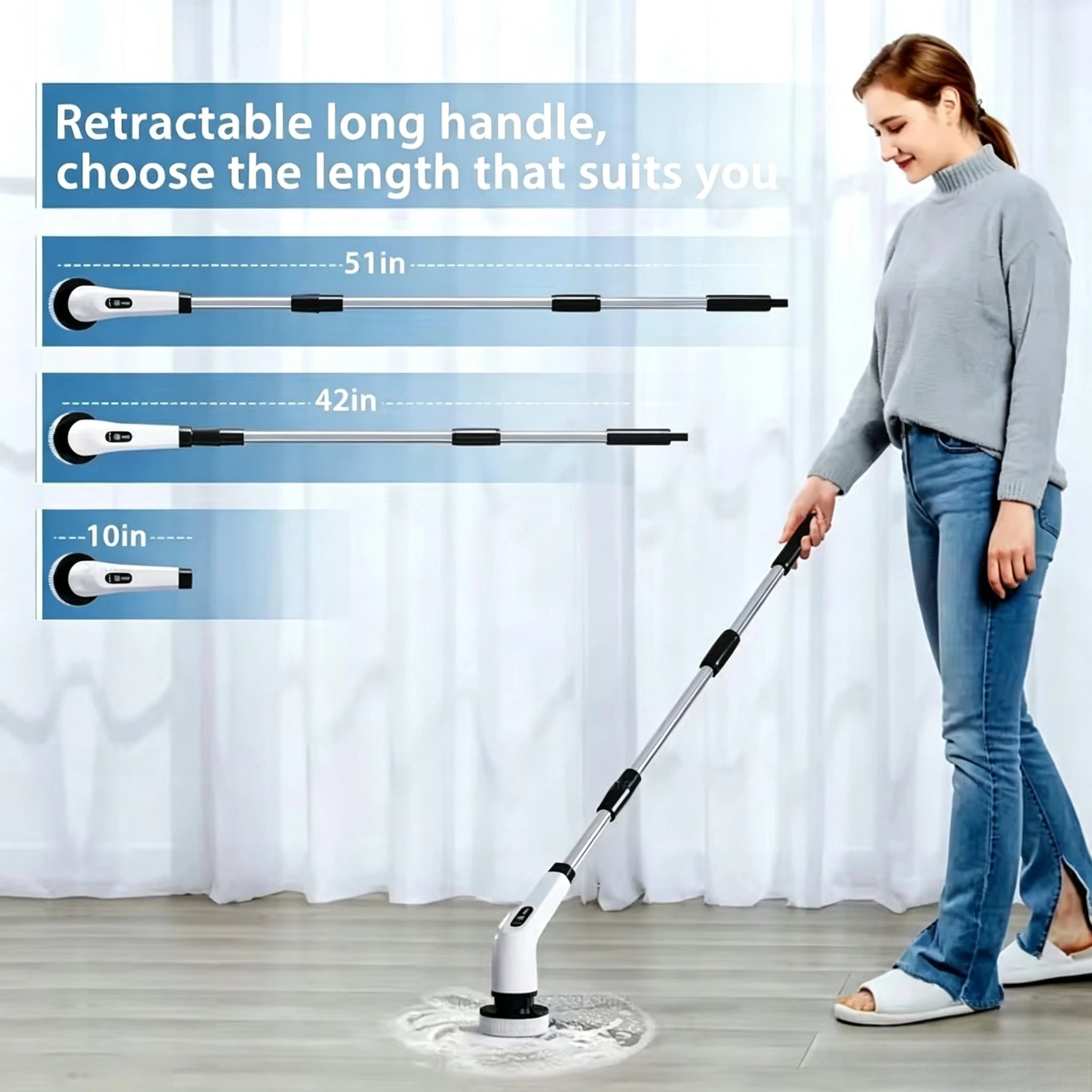 9 In 1 Electric Spin Scrubber Cordless Waterproof Cleaning Brush Tile Floor Tub Bathroom Kitchen Household Washing Accessory