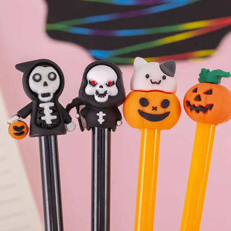 1-6-36 Pieces Stationery Cute Cartoon Halloween Pumpkin Cushaw Gel Pen Creative