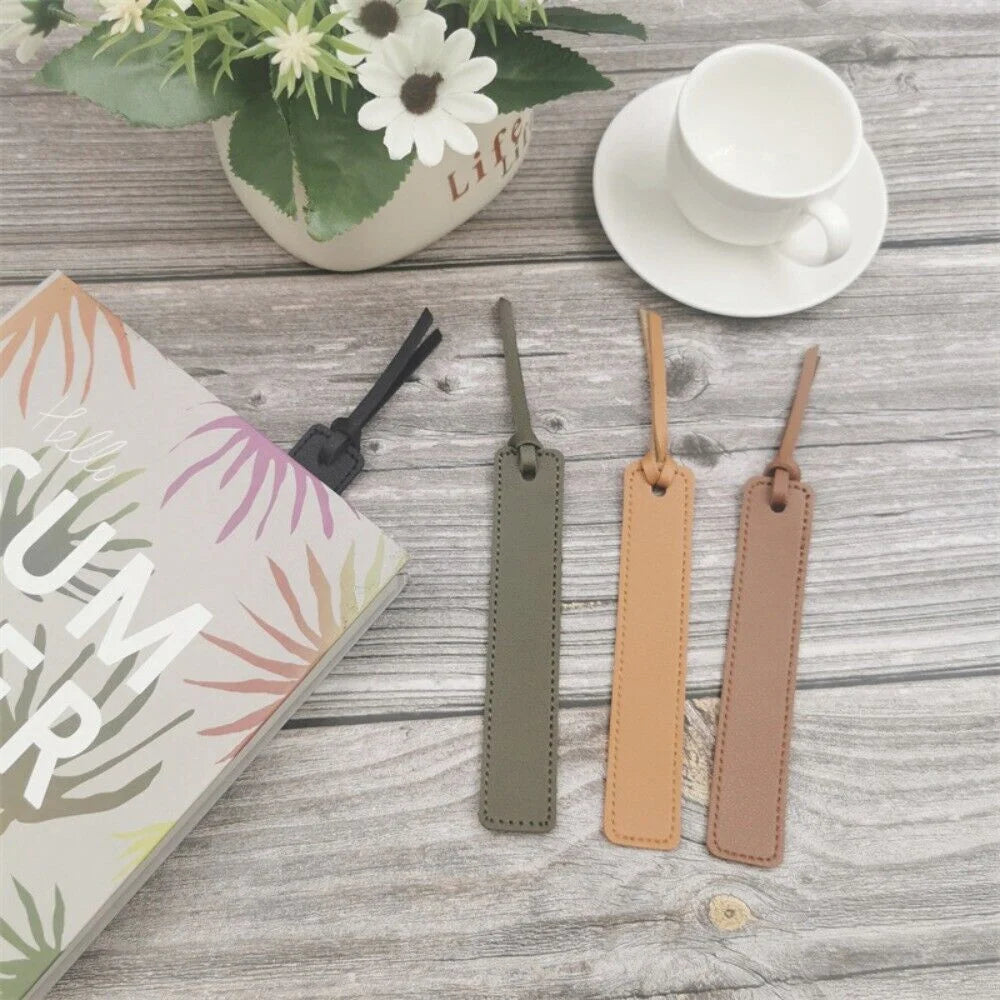 Fashion Solid Color Leather Book Mark Tag Read Marks Reader Pager Bookmark Holder Office Stationery Supply Teacher Gift