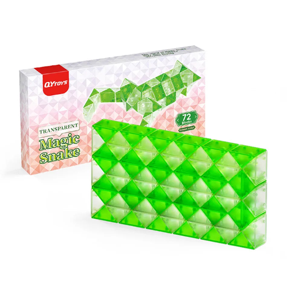 QiYi Magic Ruler Crystal Clear Glass Color 24/36/48/60/72 Segments cubo magico Snake Twist Cube Educational Toy For Kids Gift