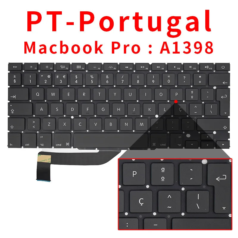 New Laptop Keyboard For Macbook Pro Retina 15" A1398 US UK Russian Spain French 2012 2013 2014 2015