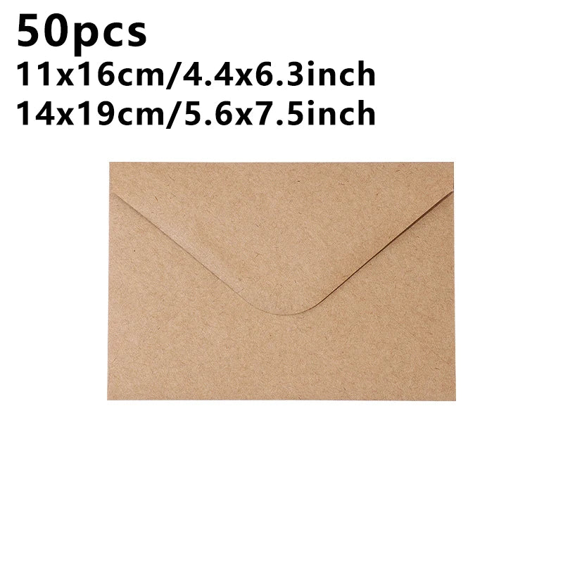 50pcs 19X14cm Envelopes for Wedding Self-adhesive 120g Kraft Paper Invitation Small Business Stationery Supplies Storage Bag