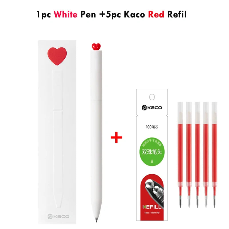 KACO Kawaii Rotate Gel Pen канцелярия 0.5MM Black Ink Fluent Writing Canetas High Capacity Boligrafo School Office Stationery