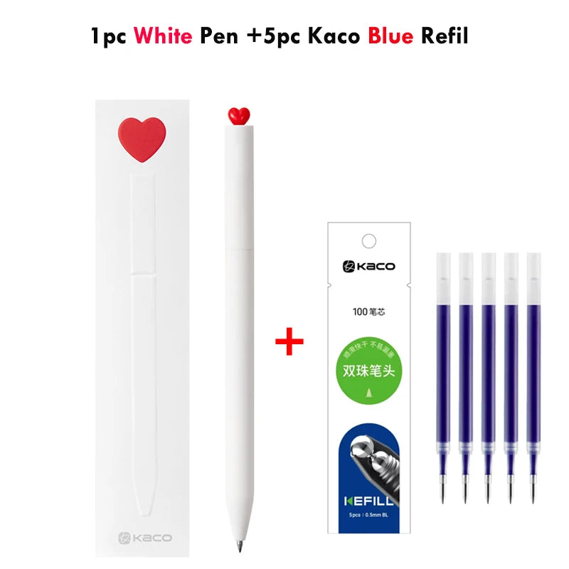 KACO Kawaii Rotate Gel Pen канцелярия 0.5MM Black Ink Fluent Writing Canetas High Capacity Boligrafo School Office Stationery