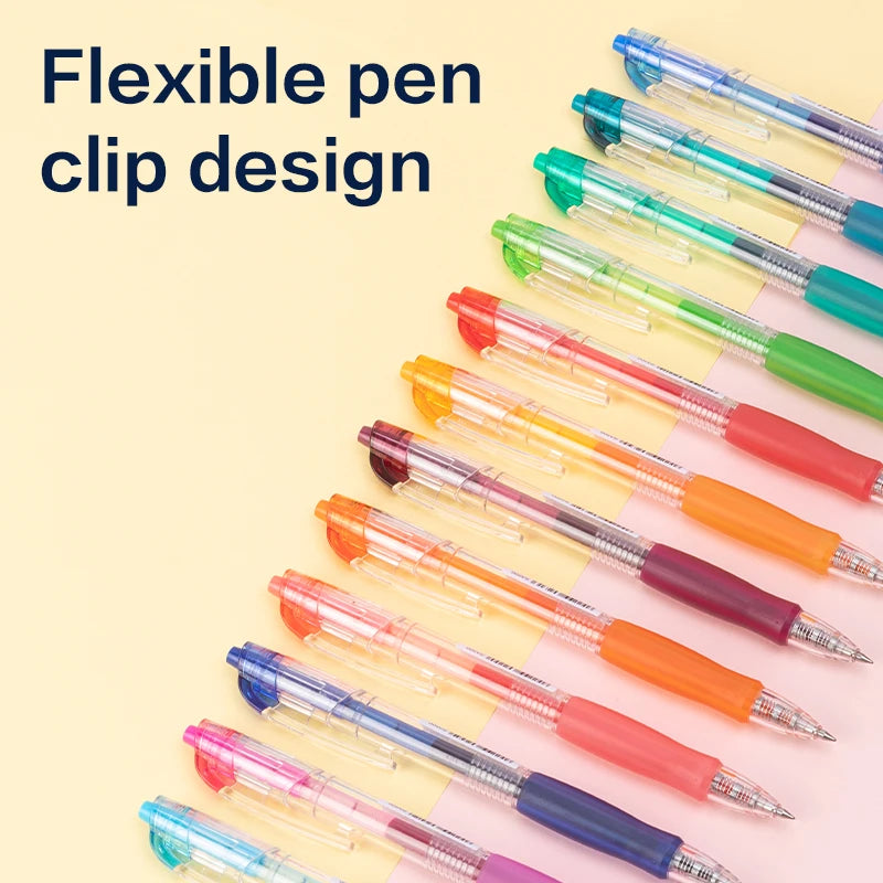 Deli 6/12 Color Gel Pen Set 0.5mm Journal Marking Pens for Planning Drawing & School Supplies Smooth Writing Gel Ink Pens