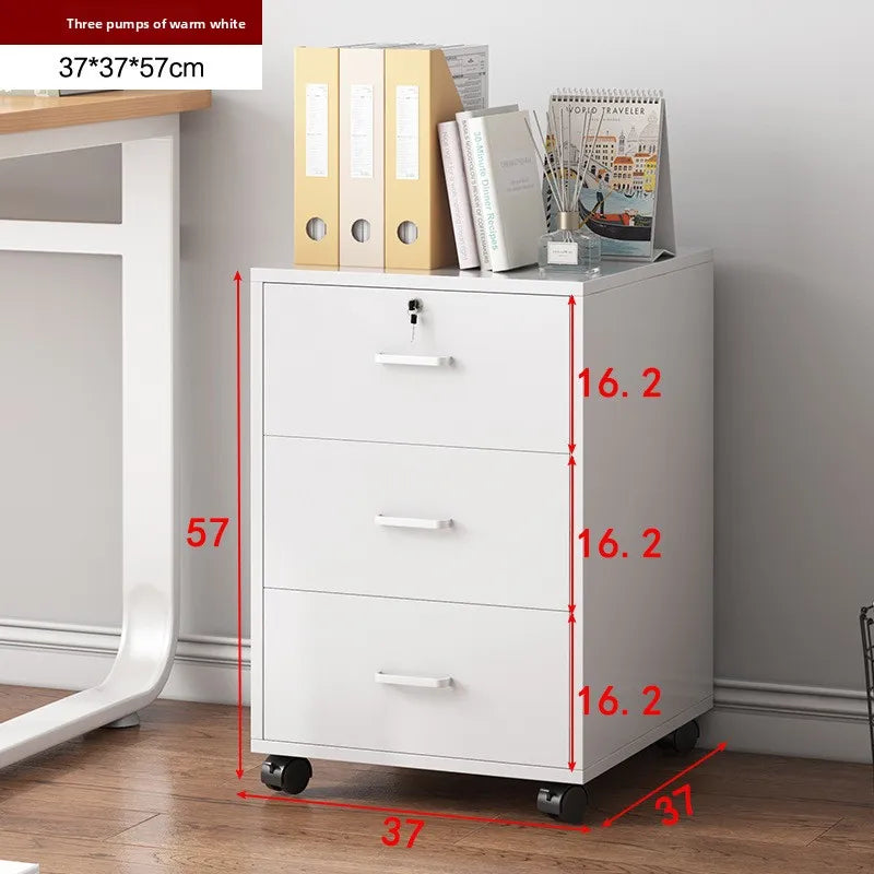 File cabinet with lock Office wooden mobile storage cabinet Drawer cabinet with wheel