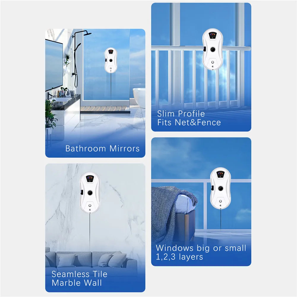 5600PA Ultra Thin Robot Vacuum Cleaner Window Cleaning Robot Window Electric Glass Automatic Water Spray Remote Control for Home
