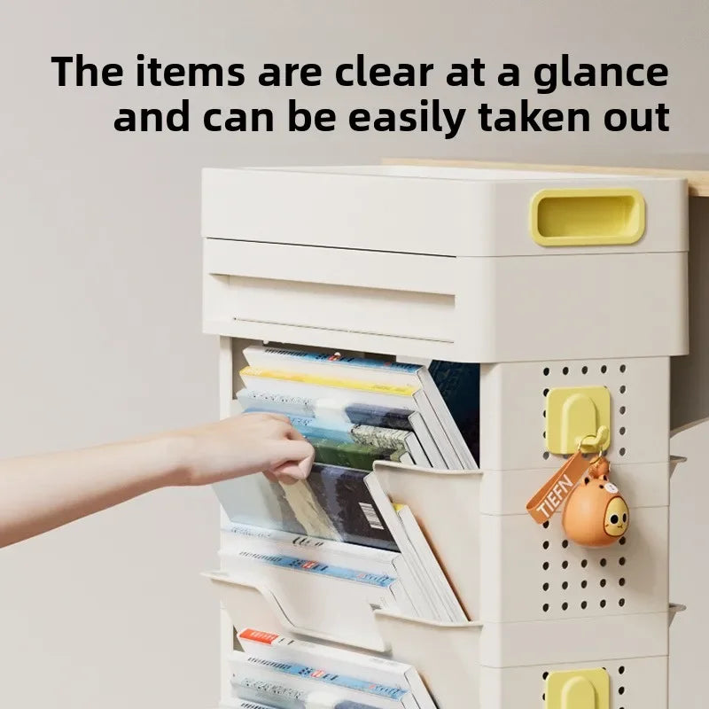 Movable bookshelf Floor-to-ceiling with wheels Bedroom desktop textbook storage rack Study multi-layer book shelf