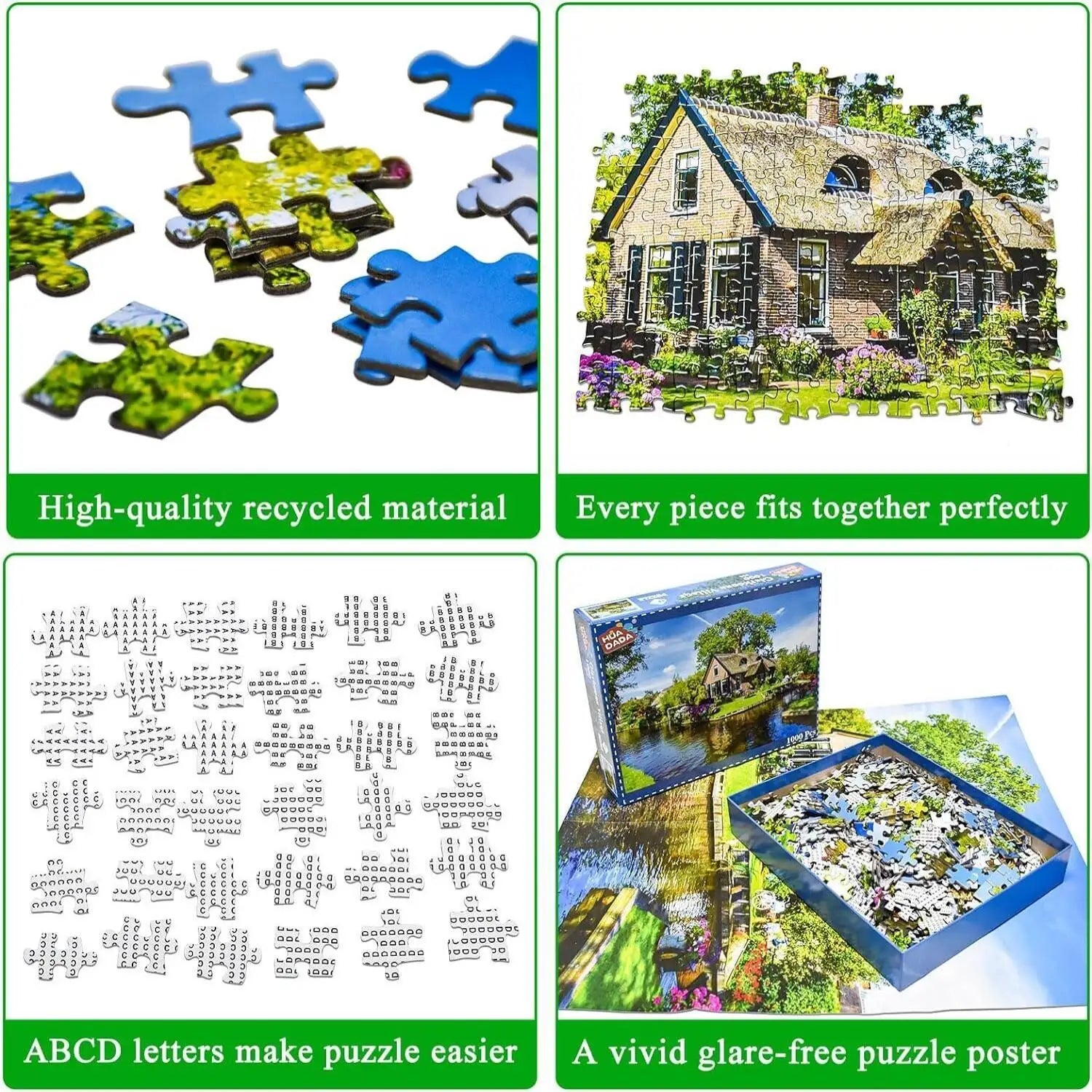 Jigsaw Puzzles for Adults 1000 Pieces Giethoorn Village Interlock Perfectly Letter on Back No Dust, Home Decor Gift Party Toy