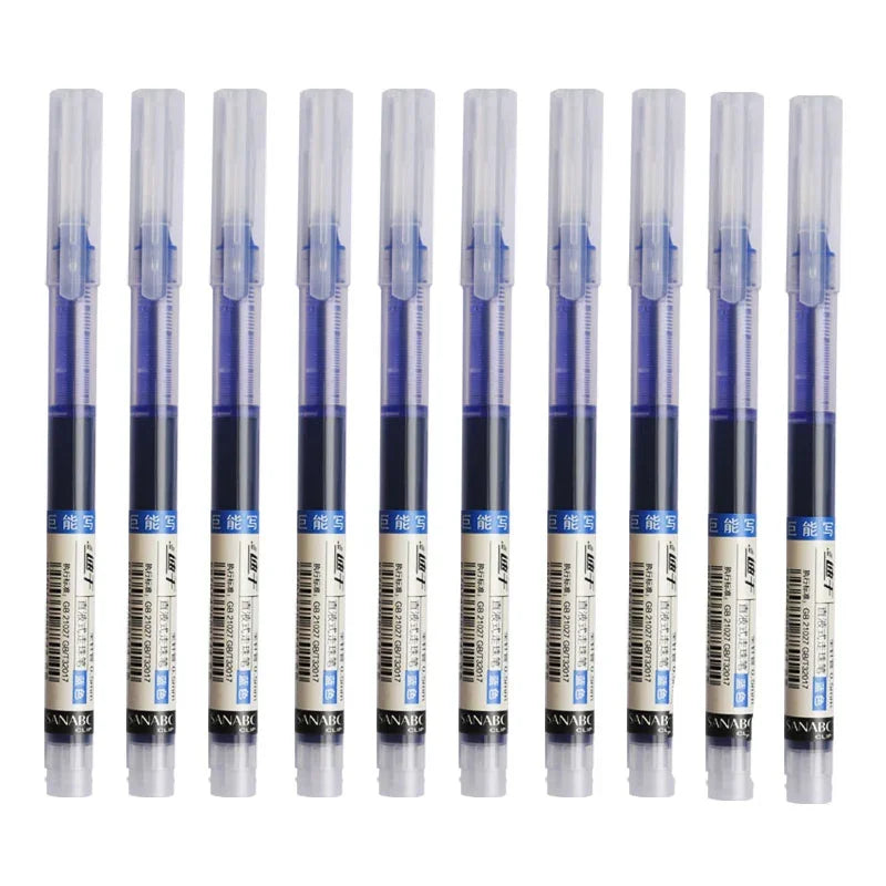 3/6/10Pcs Exam Signature Gel Pen 0.5mm Black Blue Ink School Office Student Ballpoint Straight Pens Writing Stationery School