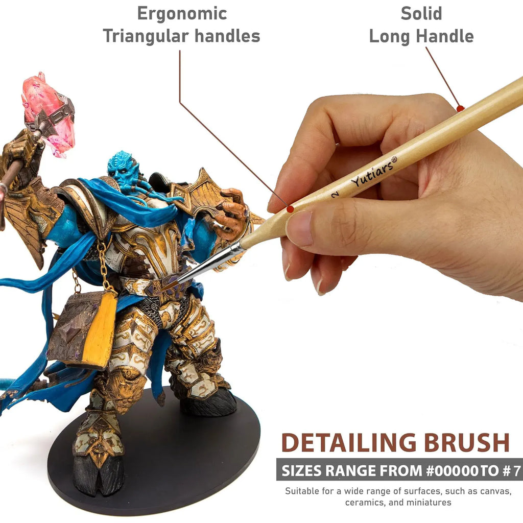 Miniature Paint Brushes Set - Premium Goat Hair Dry Brushes for Model Painting, Domed Drybrush Kit for Scale Models & Miniatures