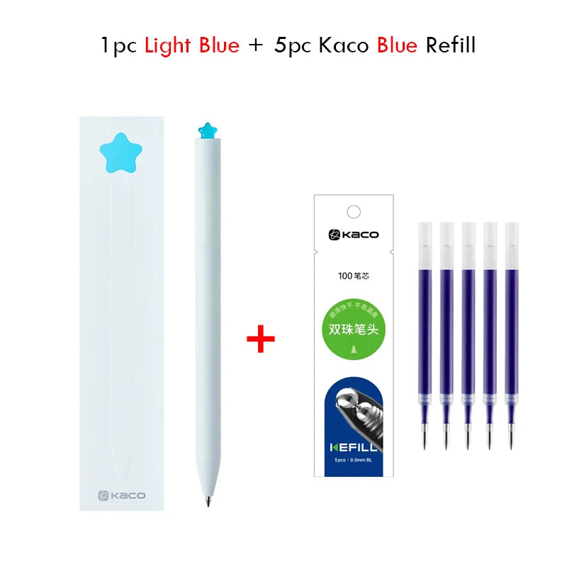 KACO Kawaii Rotate Gel Pen канцелярия 0.5MM Black Ink Fluent Writing Canetas High Capacity Boligrafo School Office Stationery