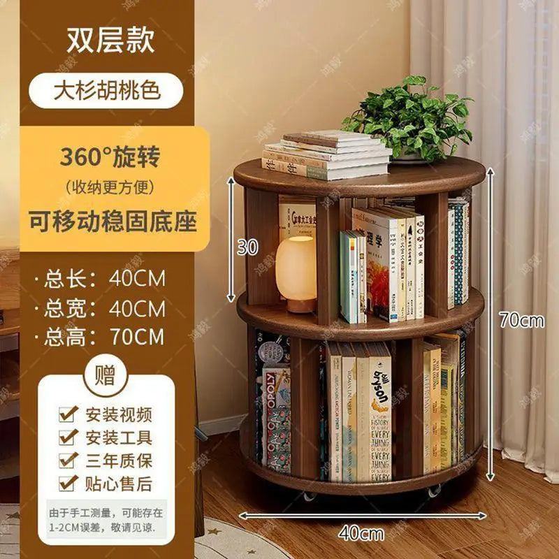 Rotating Bookshelf 360 Multi-layer Storage Bookcase Student Shelf Floor-to-ceiling Integrated Mobile Home Children's Corner Cabi