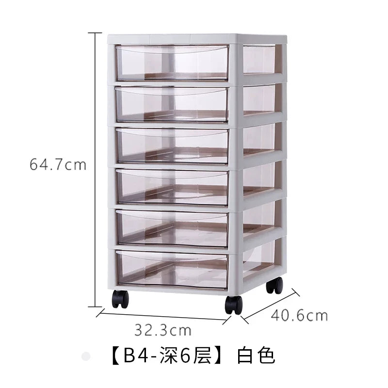 Modern File Cabinet with Clear Drawers,Multi-Layer Mobile Storage Unit for Office Home,Stackable Plastic Organizer for Documents