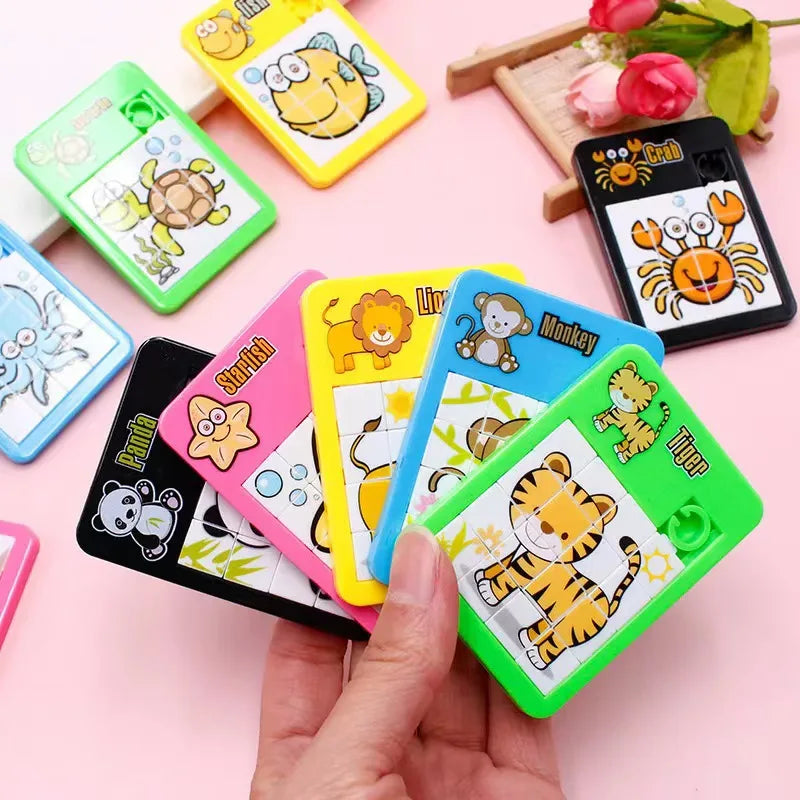 6PCS Animal Number Plastic Slide Puzzle - Logic Early Education Children's Puzzle Toy School Kindergarten Gift