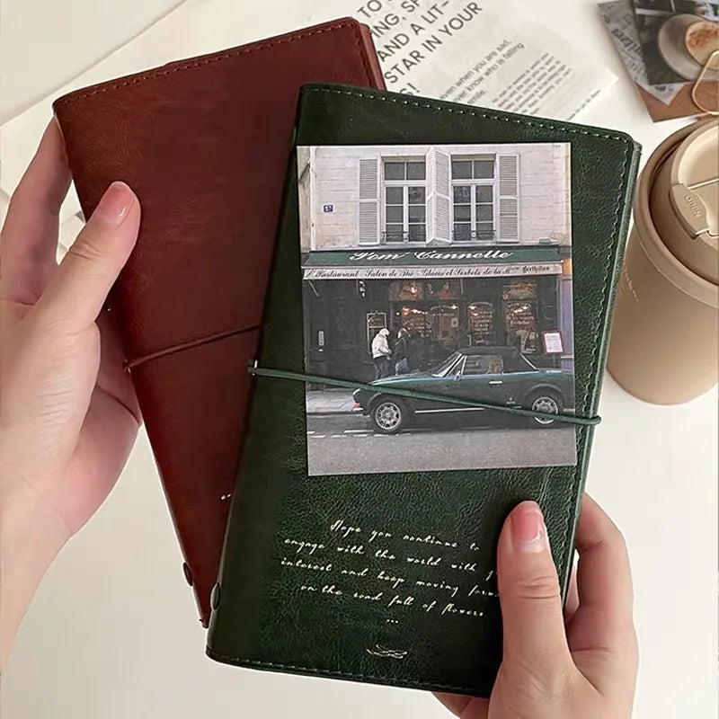 A6 Retro leather surface Loose-leaf Notebook Pu Cover Bussiness Travel binder Notepad Exquisite Senior Custom Office Diar