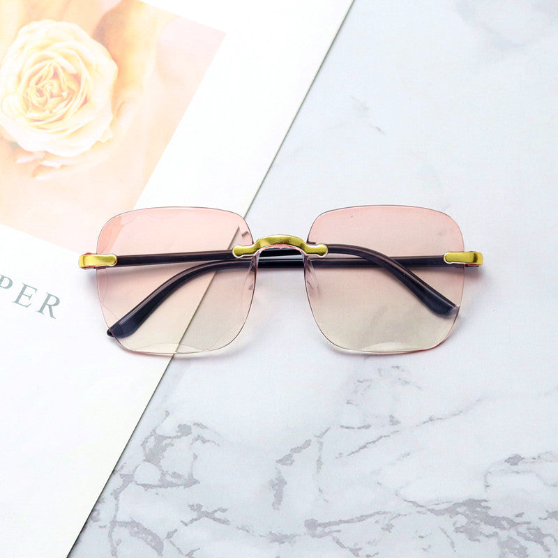 Frameless Trimmed Square Sunglasses For Women Trendy Gradient Color
