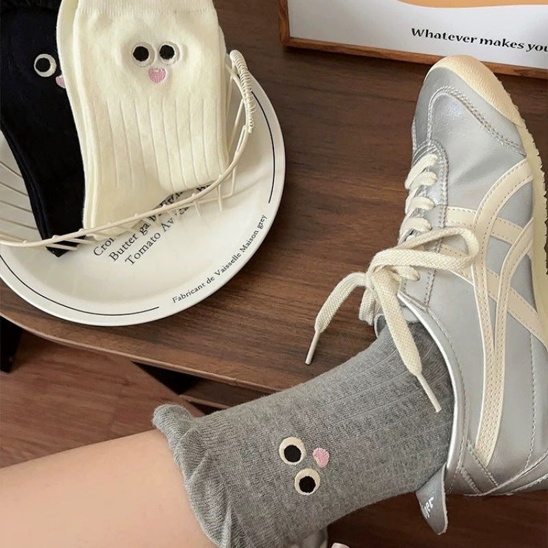 Ruza Kawaii Embroidered Crew Socks