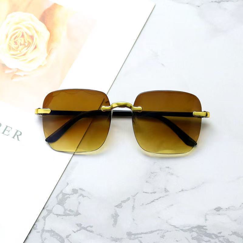 Frameless Trimmed Square Sunglasses For Women Trendy Gradient Color