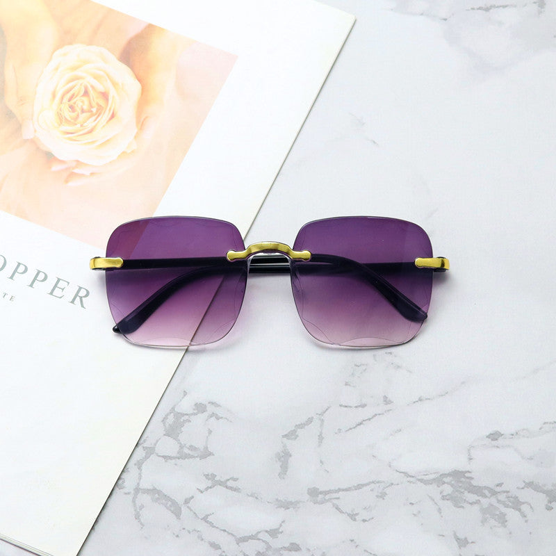 Frameless Trimmed Square Sunglasses For Women Trendy Gradient Color